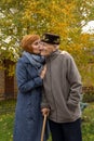 A happy elderly muslim man with daughter